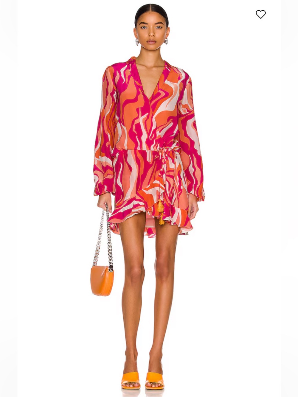 Rococo Sand Pink and Orange Swirl Emily Wrap Mini Dress